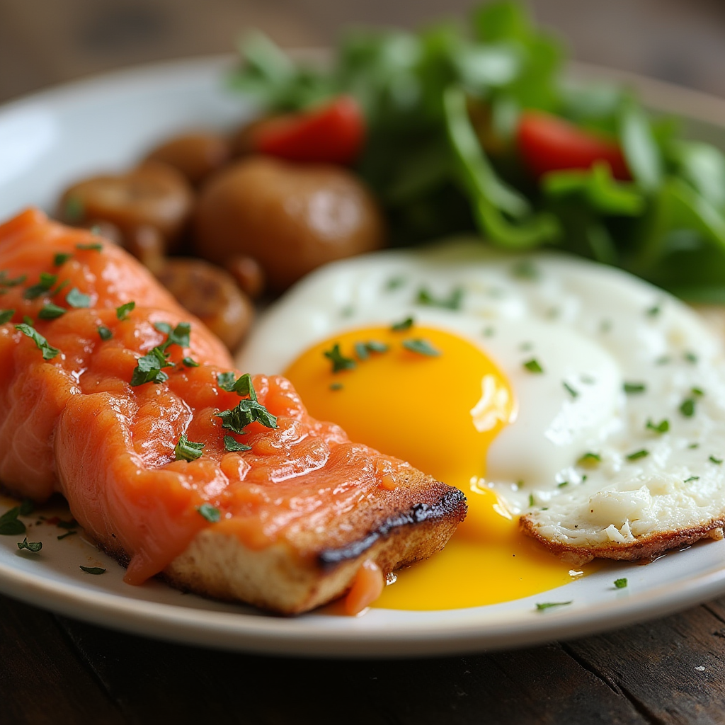 salmon and eggs breakfast