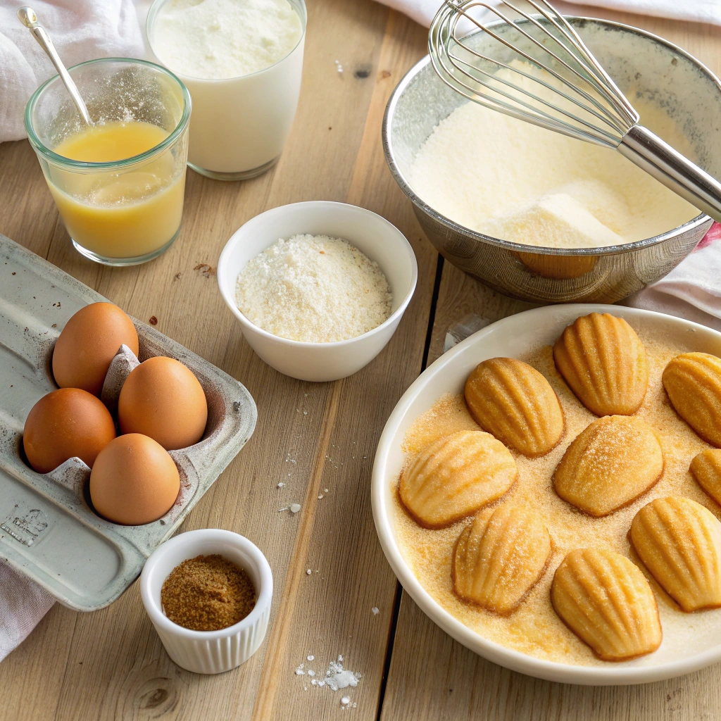 "Madeleine cookies in a traditional French shell mold, ready to be served"