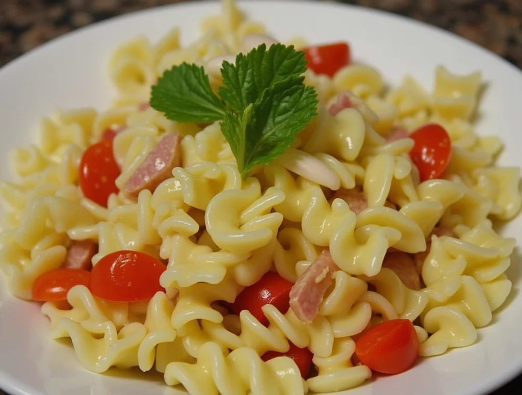 A plate of Pasta House Salad served with vegetables and parmesan