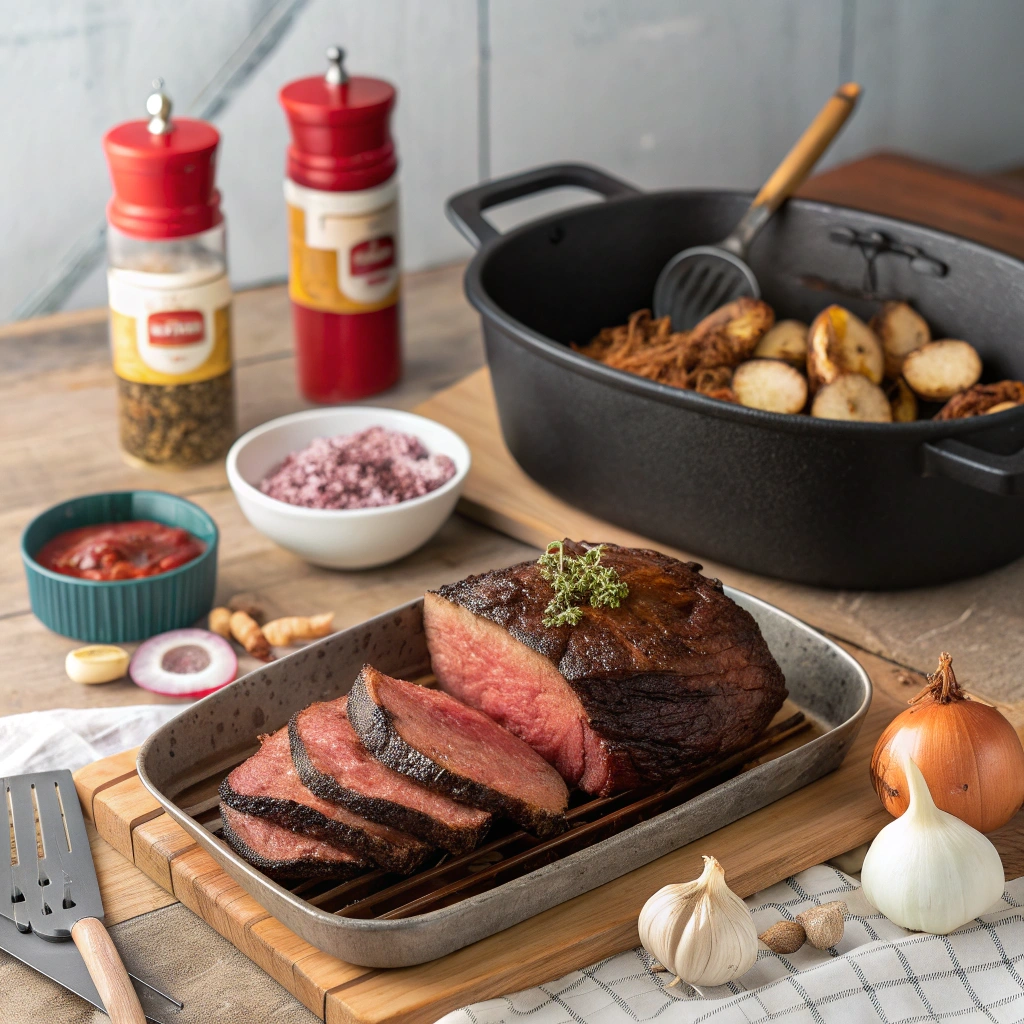 BBQ pitmaster slicing into a perfectly smoked chuck roast
