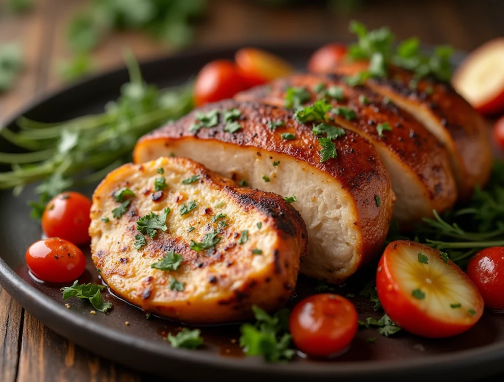 "Smoked chicken breast recipe with crispy skin and juicy interior"