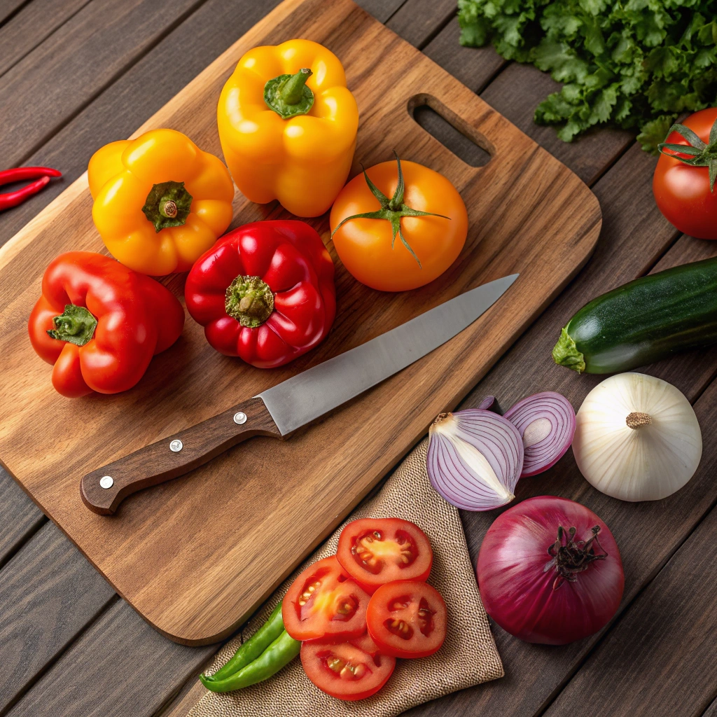 "A spoon stirring a pot of healthy homemade chili with beans and vegetables."